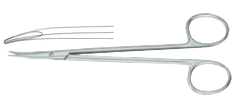 Ножиці операційні, делікатні, гострокінцеві, зігнуті, леза завужені, Рейнольдса, 160 мм Surgimax 04-391-16